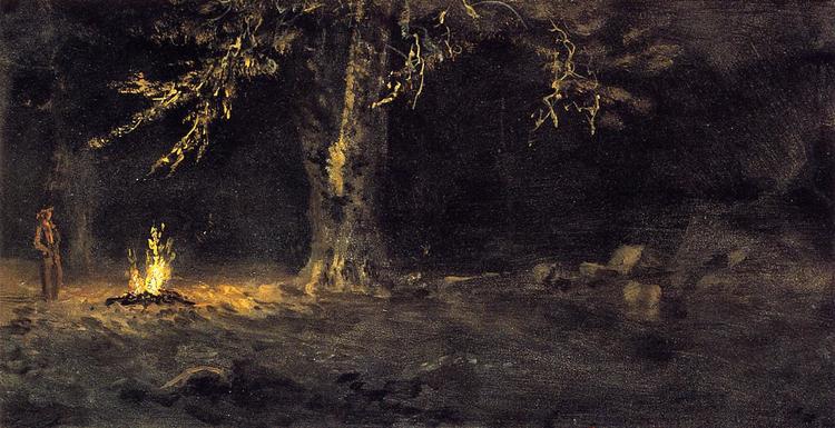 Albert Bierstadt Oil Painting Campfire, Yosemite Valley